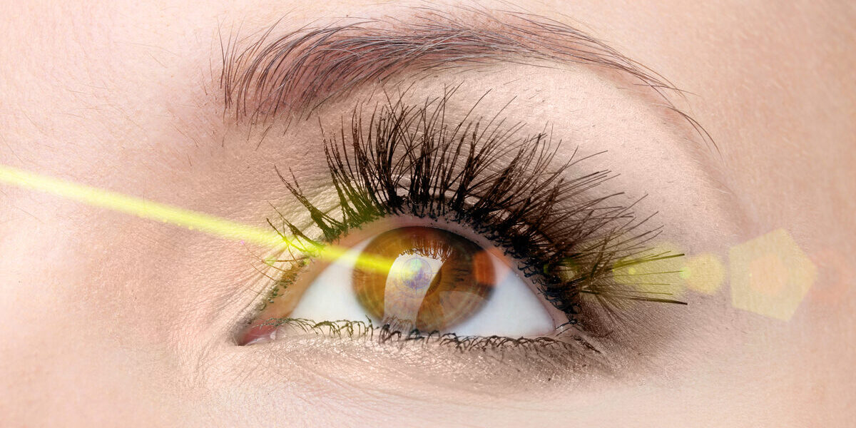 Laser vision correction. Woman's  eye.